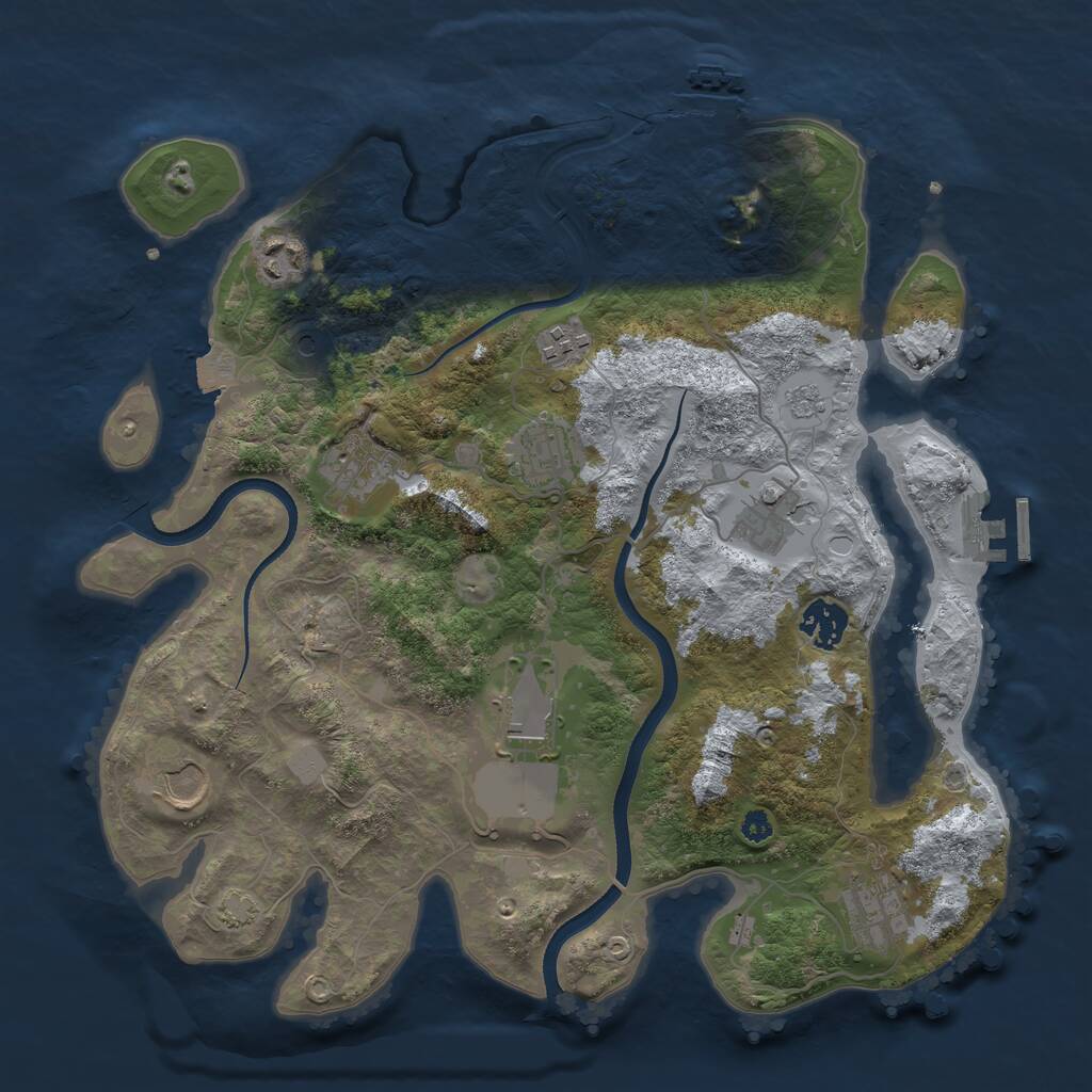Rust Map: Procedural Map, Size: 3500, Seed: 238711375, 15 Monuments