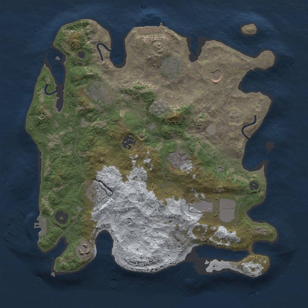 Rust Map: Procedural Map, Size: 3500, Seed: 181754435, 18 Monuments