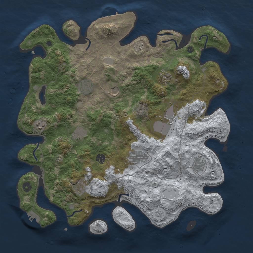 Rust Map: Procedural Map, Size: 4000, Seed: 1124452687, 19 Monuments