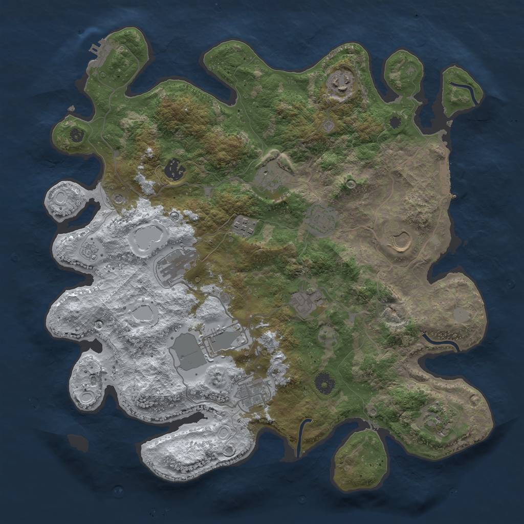 Rust Map: Procedural Map, Size: 3850, Seed: 26315675, 20 Monuments
