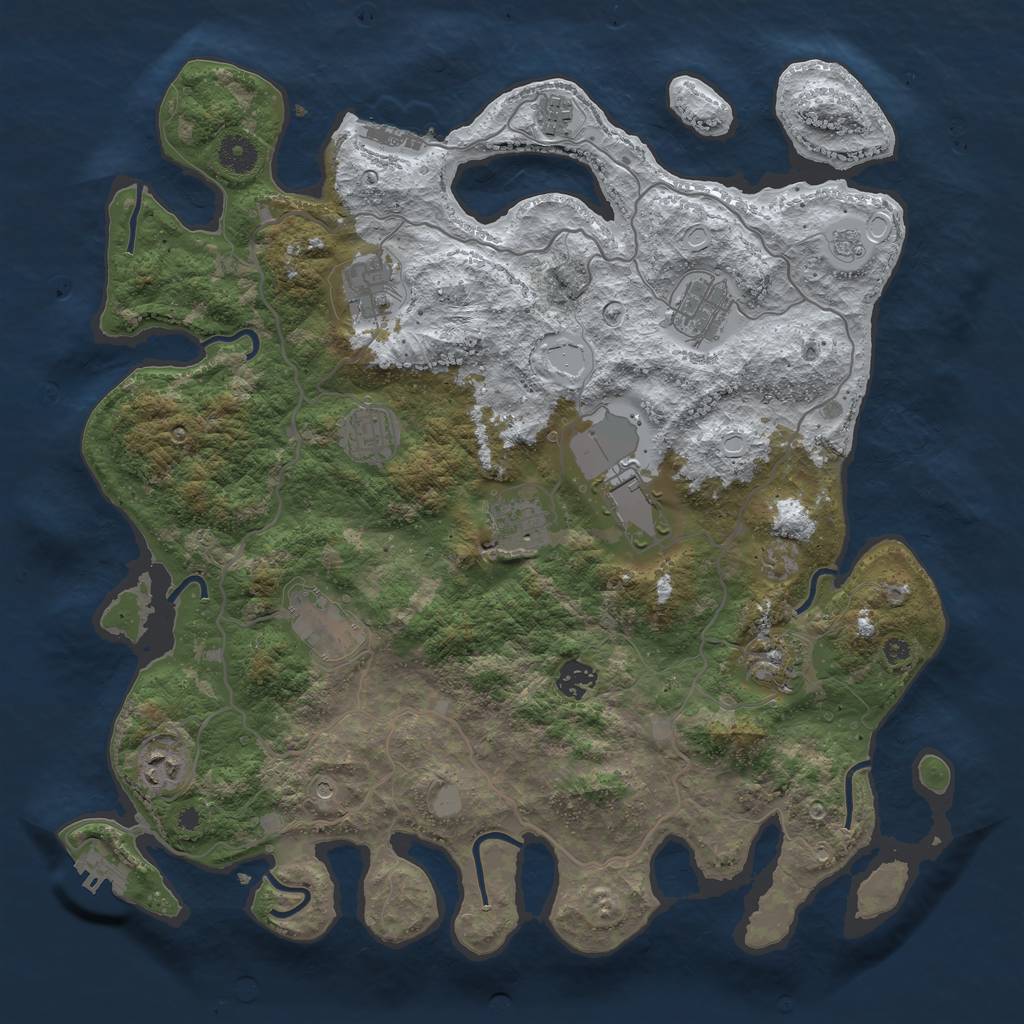 Rust Map: Procedural Map, Size: 4000, Seed: 1287177131, 19 Monuments