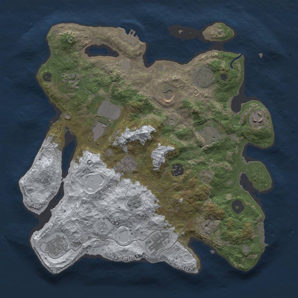 Rust Map: Procedural Map, Size: 3500, Seed: 398775237, 20 Monuments