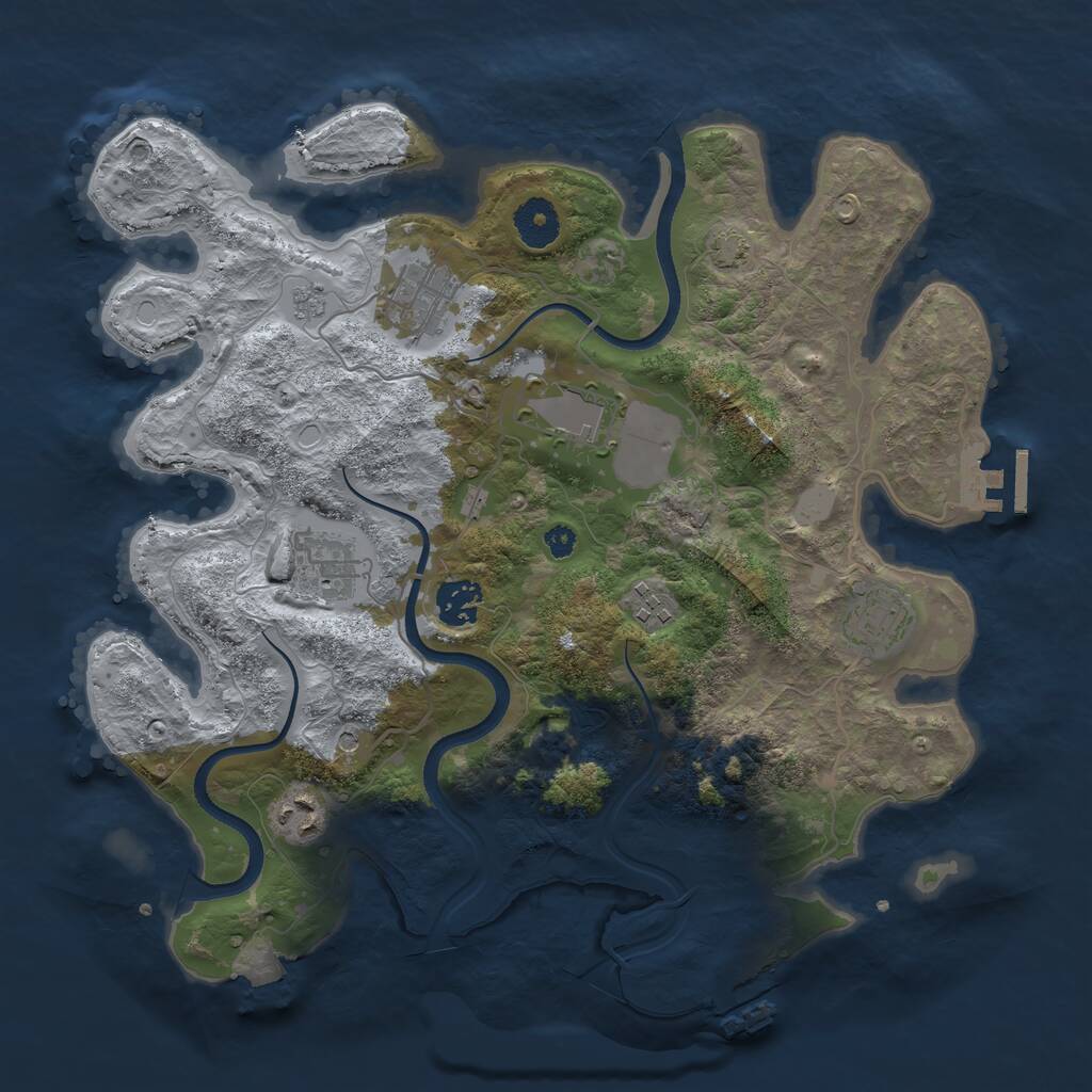 Rust Map: Procedural Map, Size: 3500, Seed: 220707, 13 Monuments