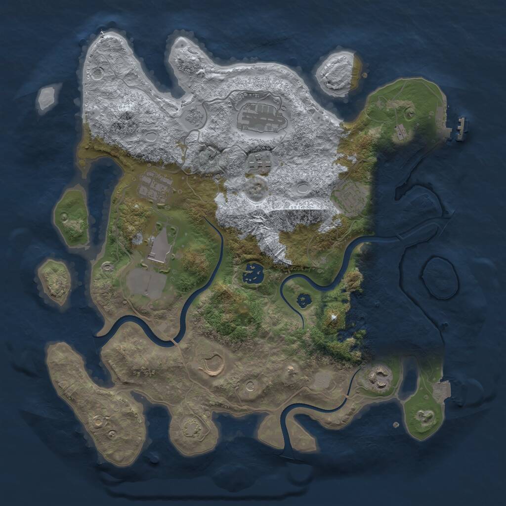 Rust Map: Procedural Map, Size: 3500, Seed: 1968333544, 13 Monuments