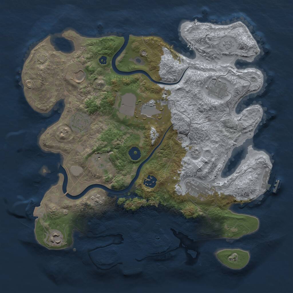 Rust Map: Procedural Map, Size: 3500, Seed: 1217540790, 15 Monuments