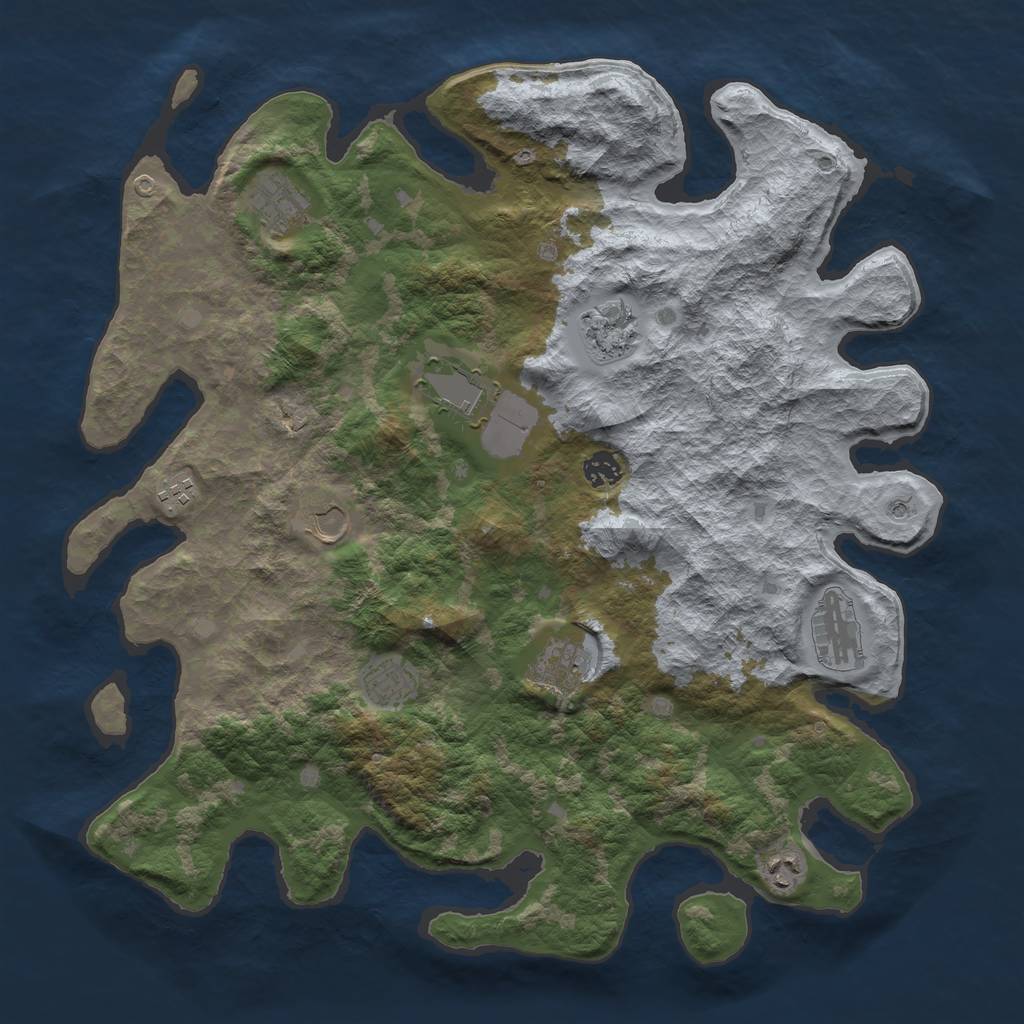 Rust Map: Barren, Size: 4200, Seed: 104156516, 13 Monuments