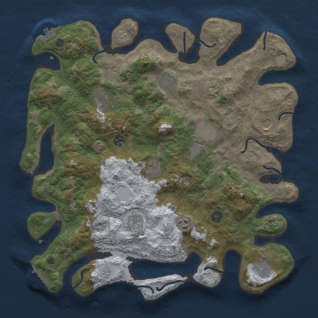 Rust Map: Procedural Map, Size: 4050, Seed: 1226247648, 20 Monuments