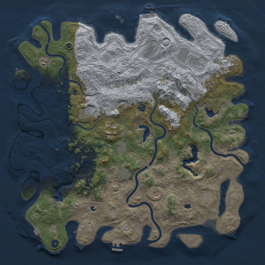 Rust Map: Procedural Map, Size: 5120, Seed: 1, 17 Monuments