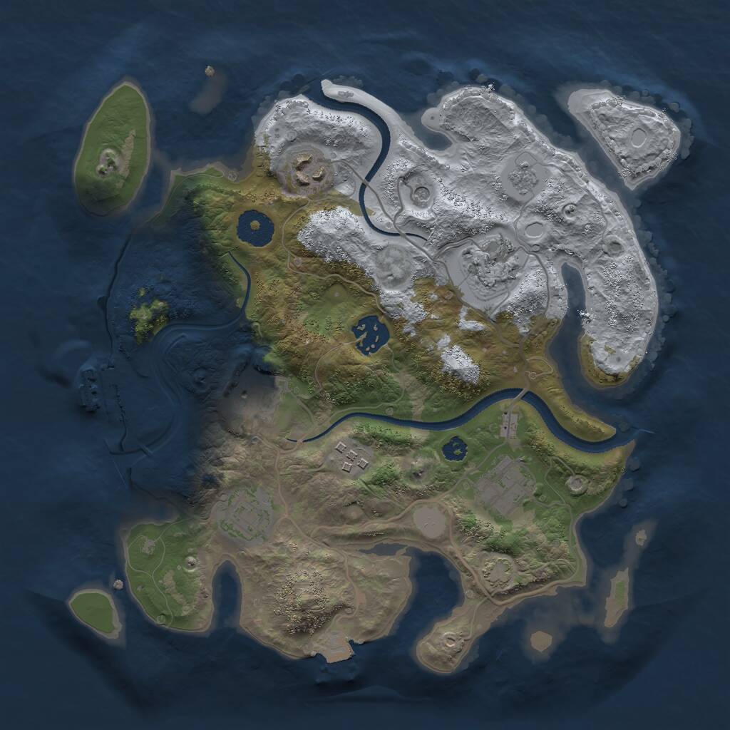 Rust Map: Procedural Map, Size: 3000, Seed: 129133567, 12 Monuments