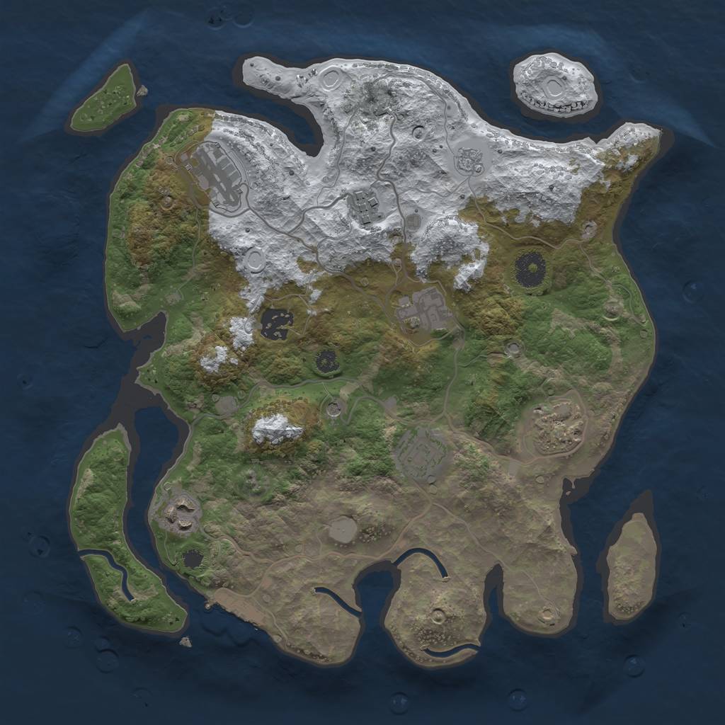 Rust Map: Procedural Map, Size: 3250, Seed: 1884195641, 15 Monuments