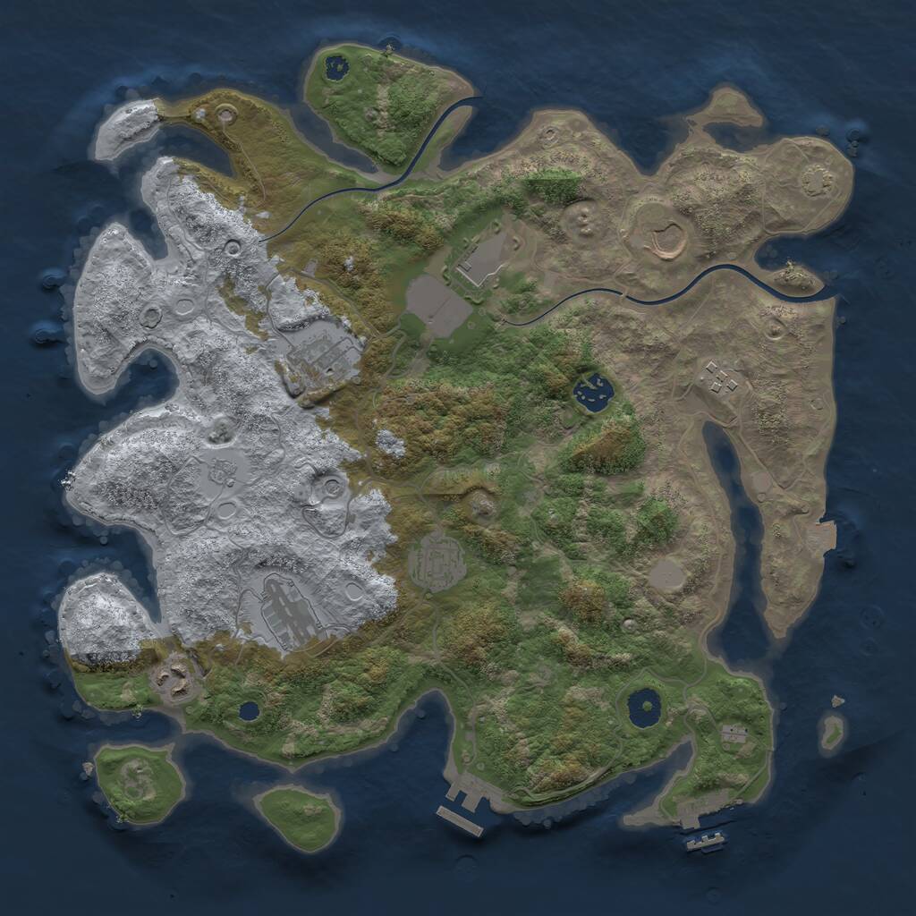 Rust Map: Procedural Map, Size: 3750, Seed: 380541409, 14 Monuments