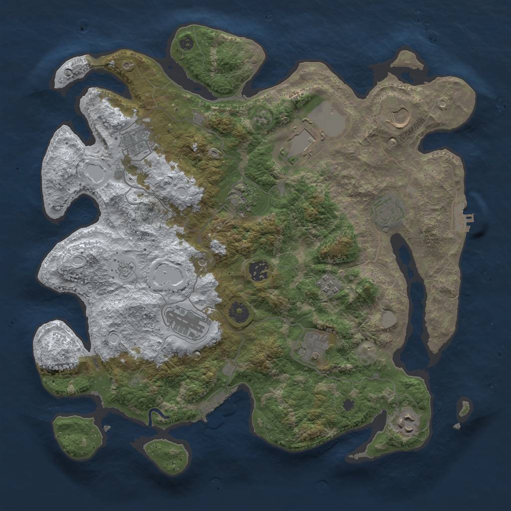 Rust Map: Procedural Map, Size: 3750, Seed: 380541409, 19 Monuments