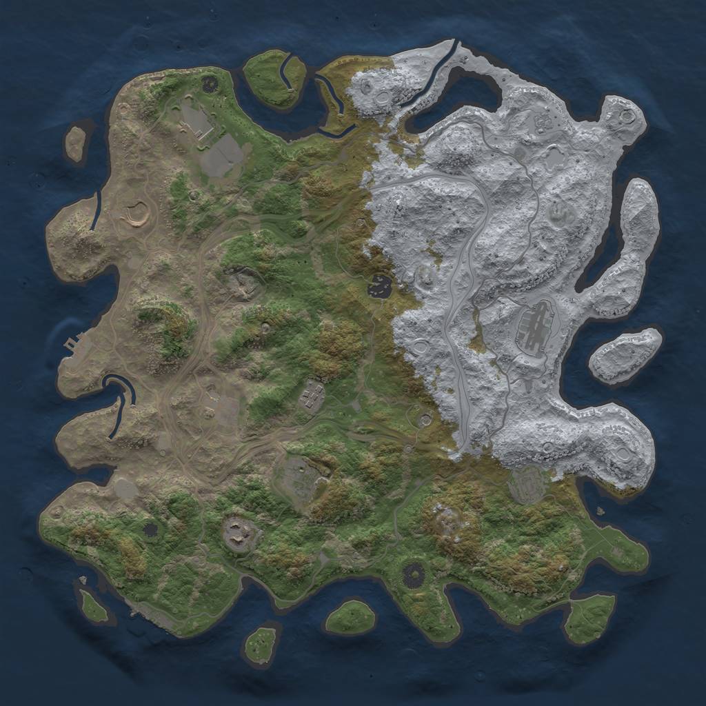 Rust Map: Procedural Map, Size: 4250, Seed: 1225243896, 16 Monuments