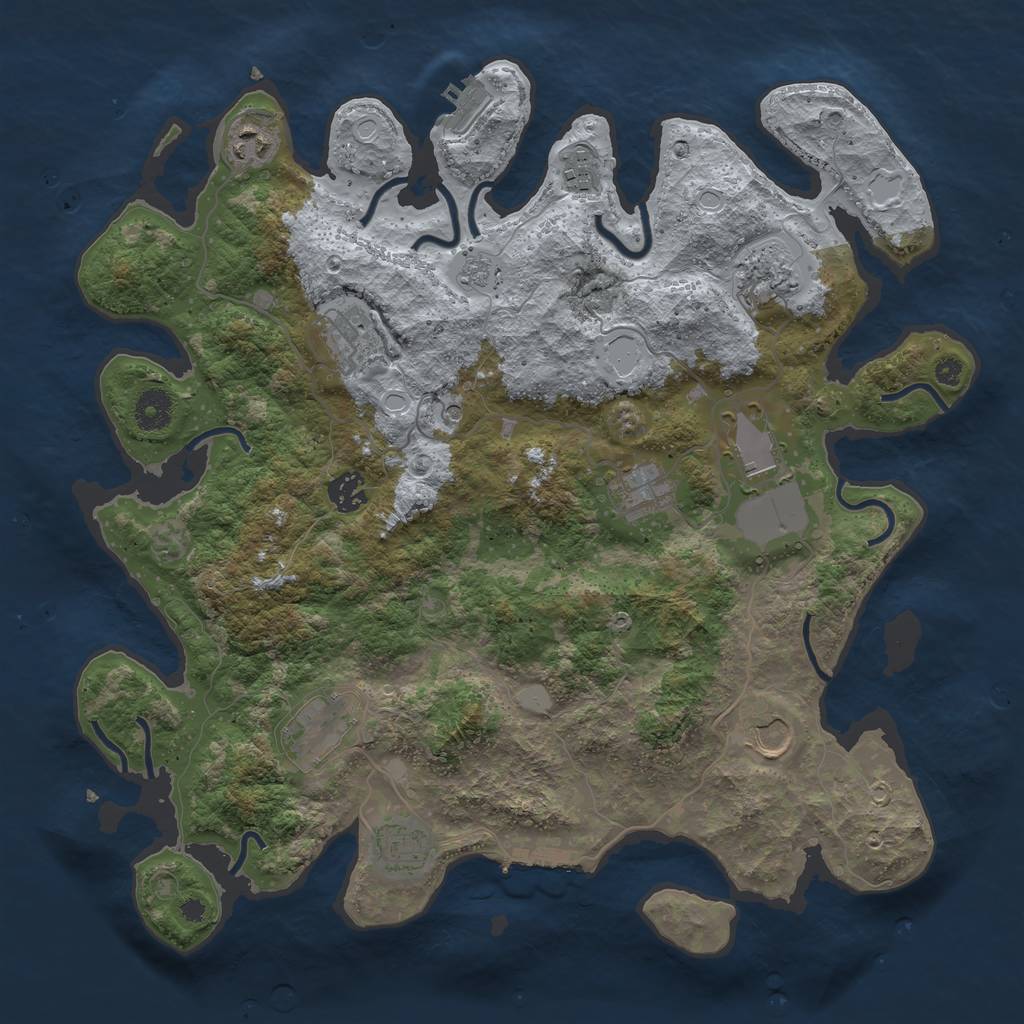 Rust Map: Procedural Map, Size: 3850, Seed: 553292040, 19 Monuments