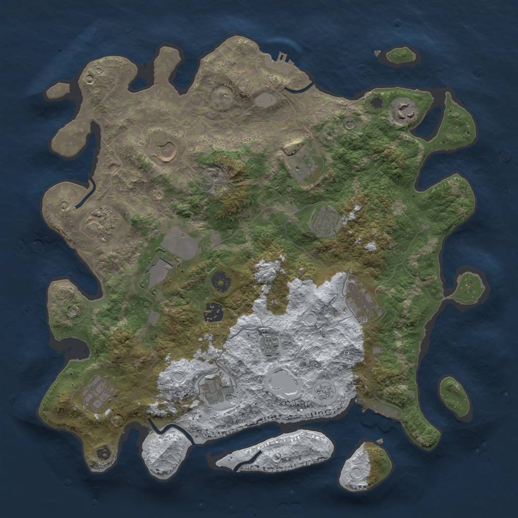 Rust Map: Procedural Map, Size: 3850, Seed: 883935022, 20 Monuments