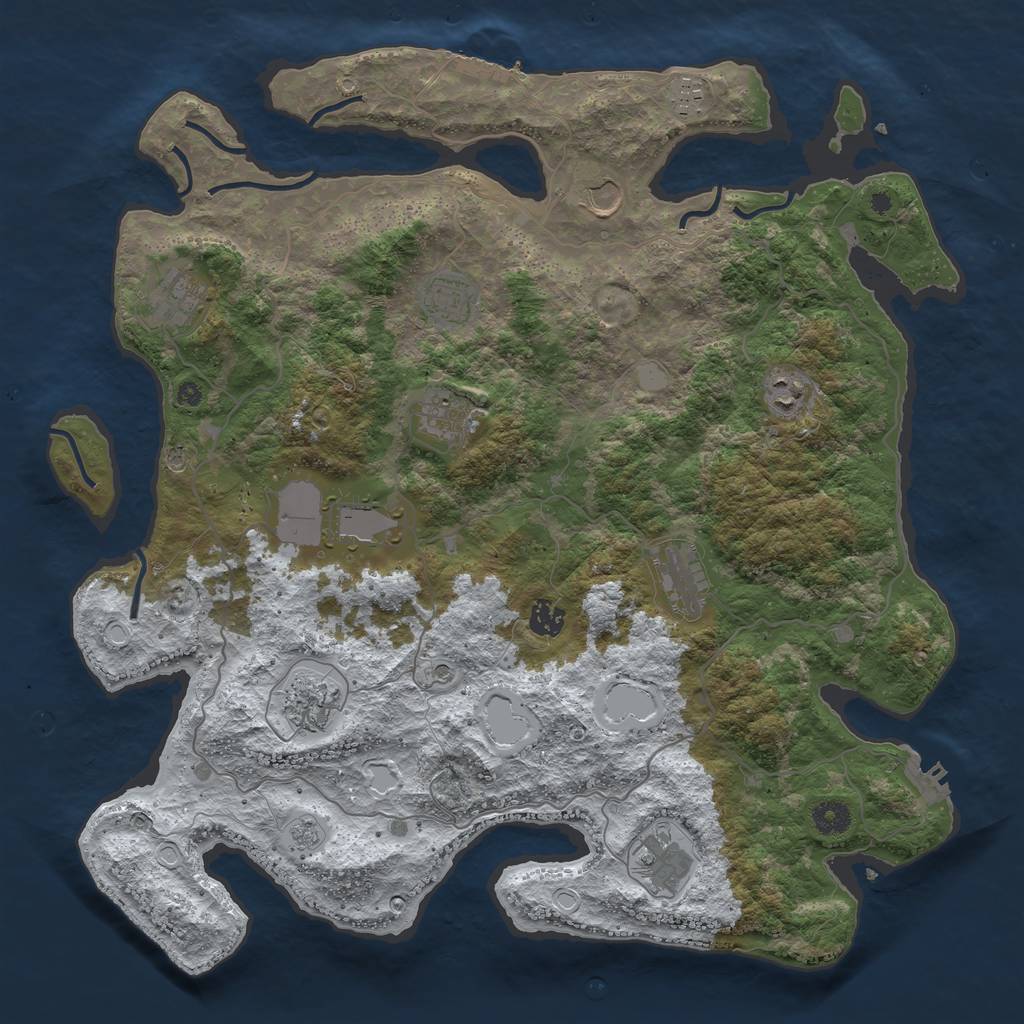 Rust Map: Procedural Map, Size: 4204, Seed: 2147483647, 20 Monuments