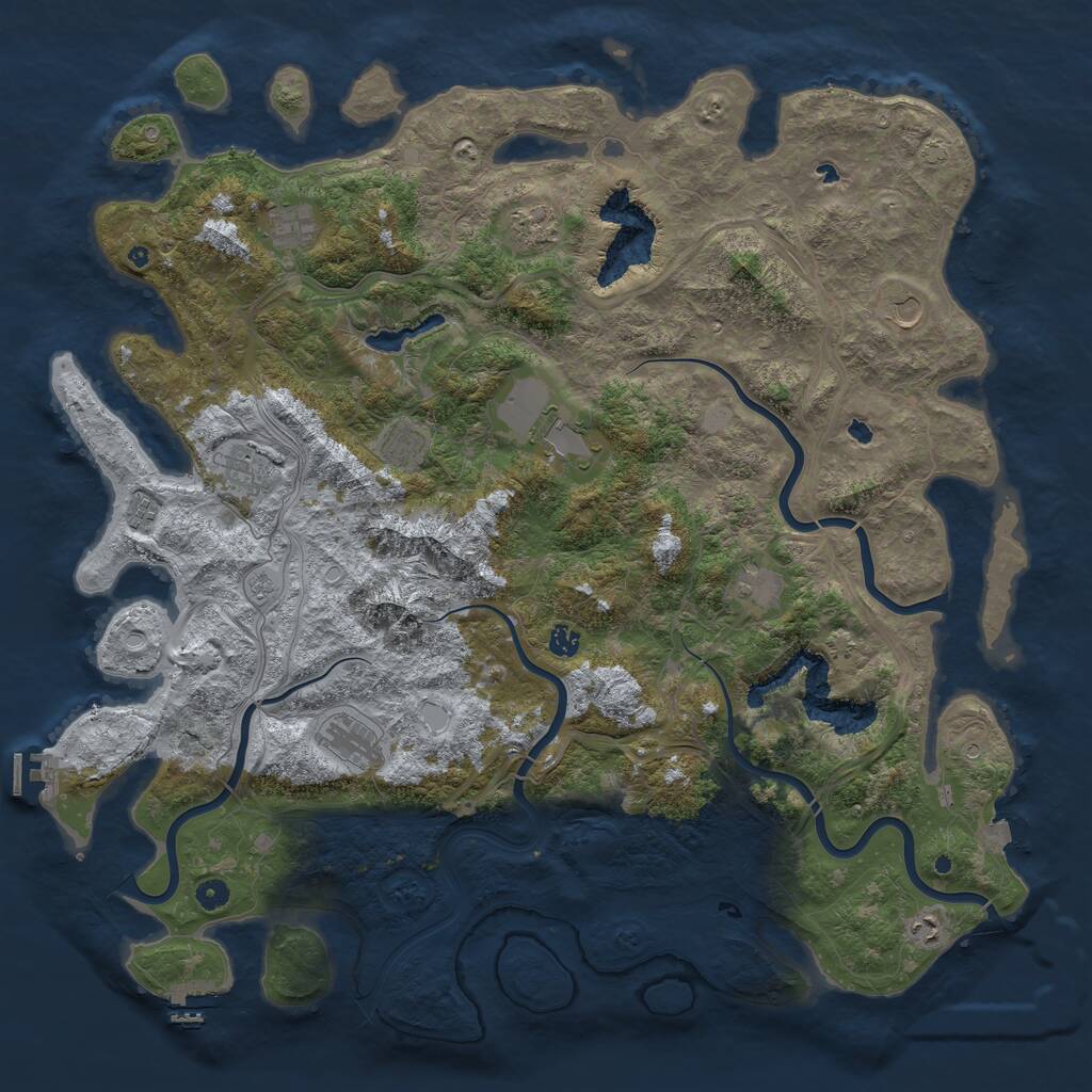 Rust Map: Procedural Map, Size: 5200, Seed: 390839045, 17 Monuments