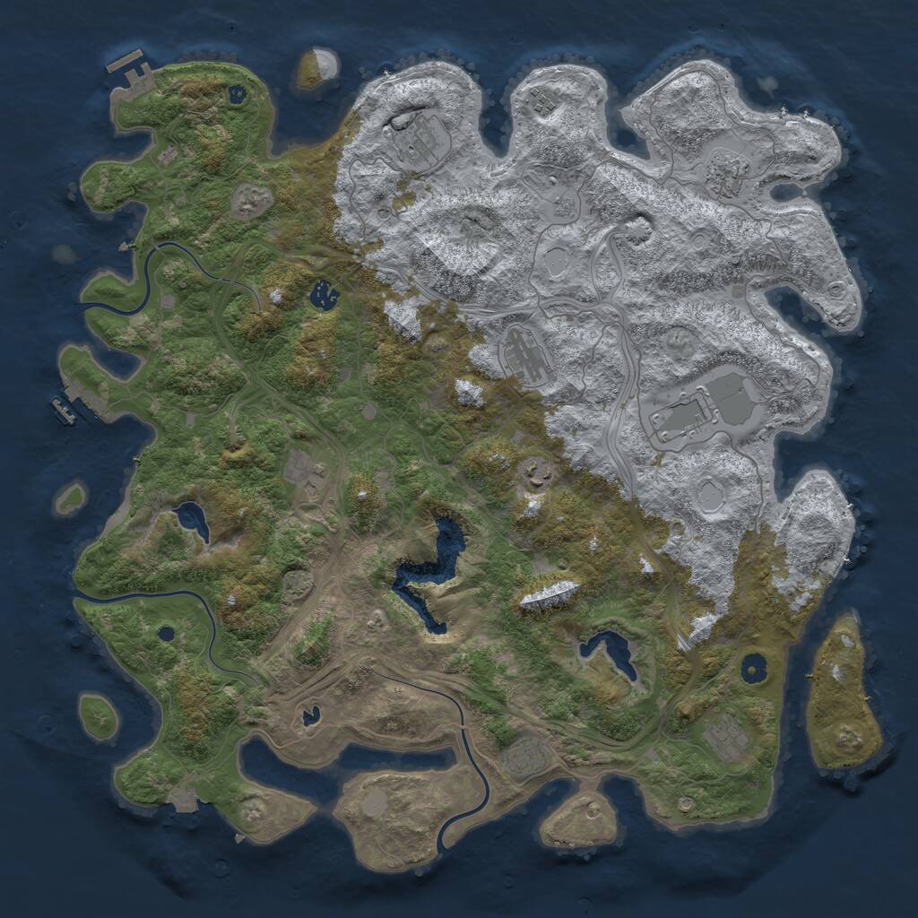 Rust Map: Procedural Map, Size: 4800, Seed: 852371466, 16 Monuments