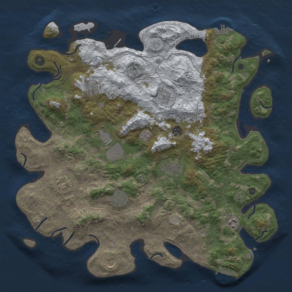 Rust Map: Procedural Map, Size: 4300, Seed: 41257, 19 Monuments