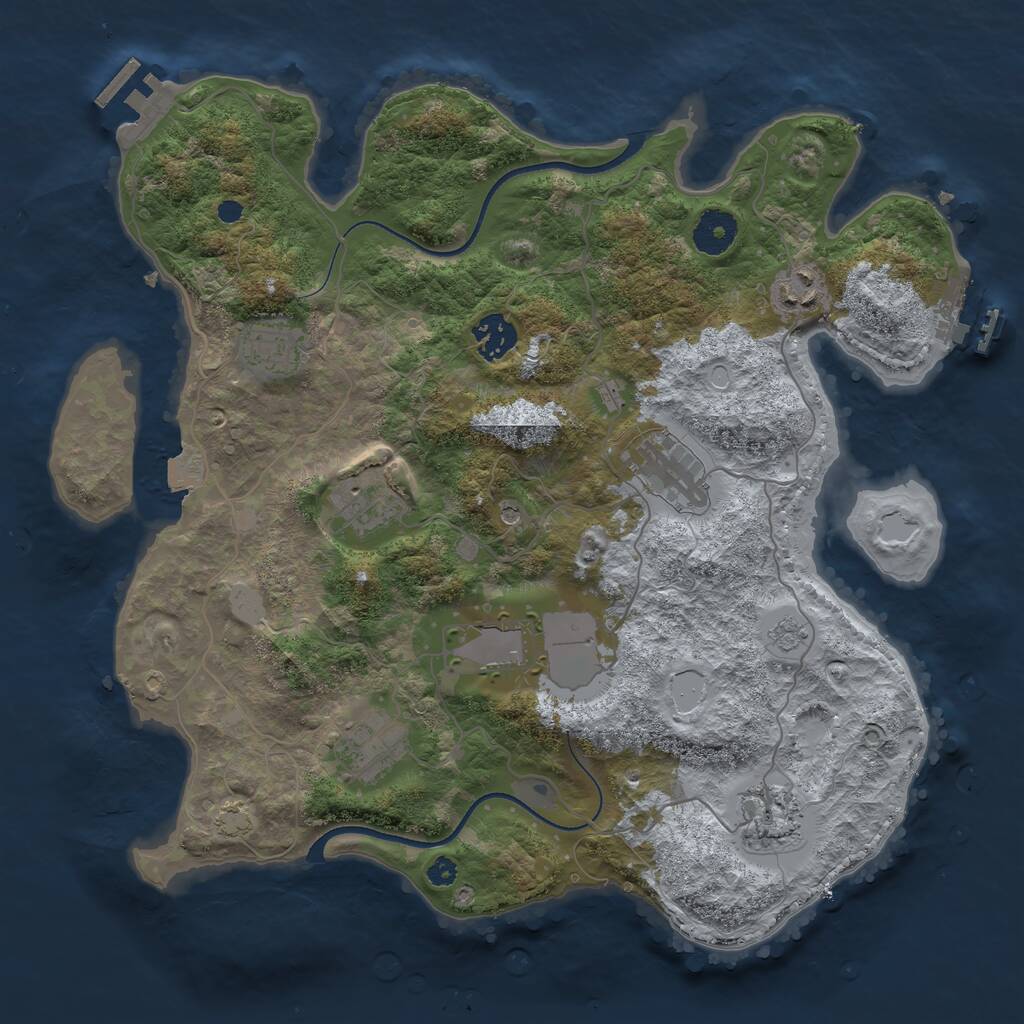 Rust Map: Procedural Map, Size: 3500, Seed: 59023987, 14 Monuments