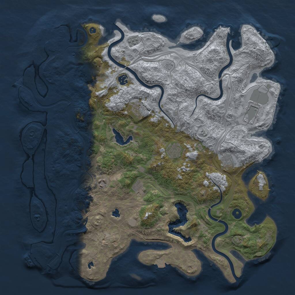 Rust Map: Procedural Map, Size: 4500, Seed: 2095675303, 14 Monuments