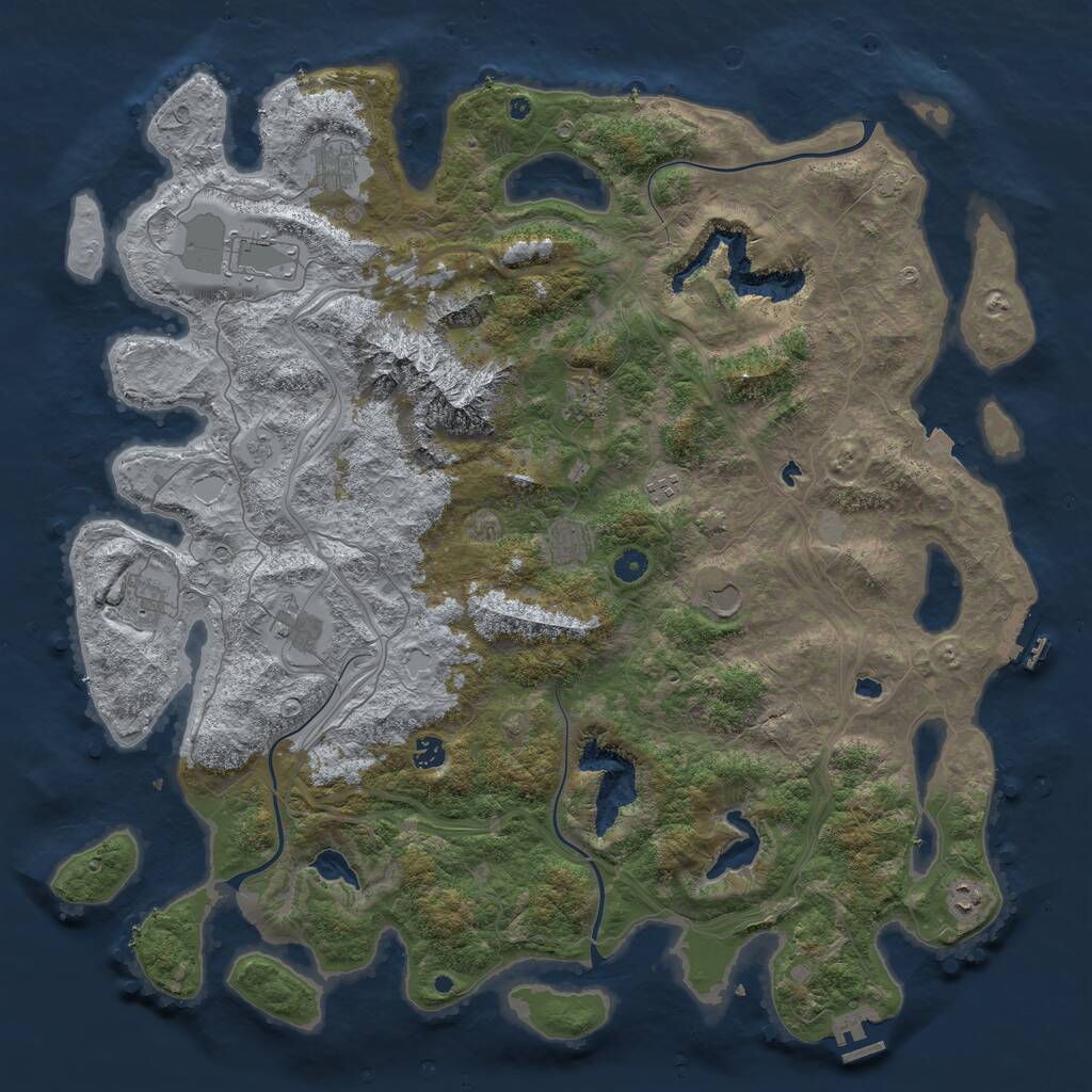Rust Map: Procedural Map, Size: 5000, Seed: 912547854, 16 Monuments