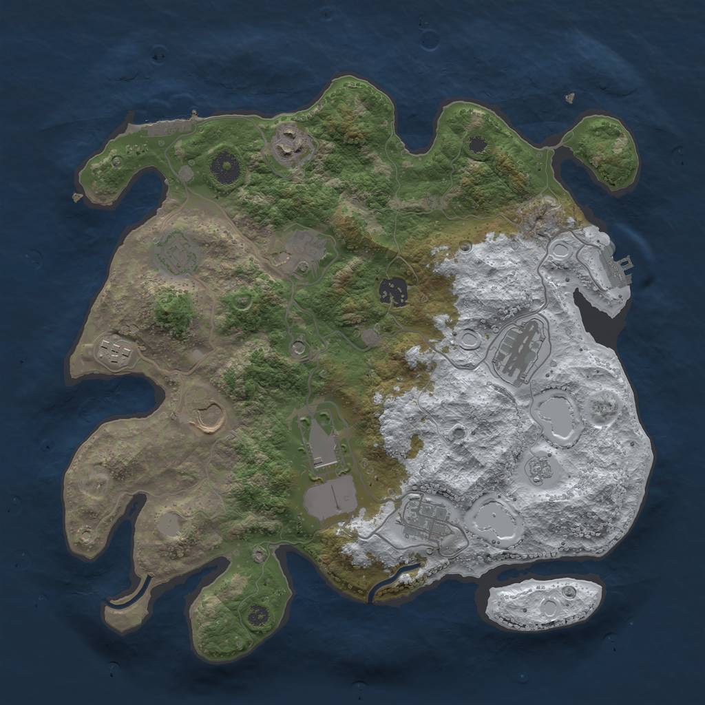 Rust Map: Procedural Map, Size: 3500, Seed: 860567860, 18 Monuments