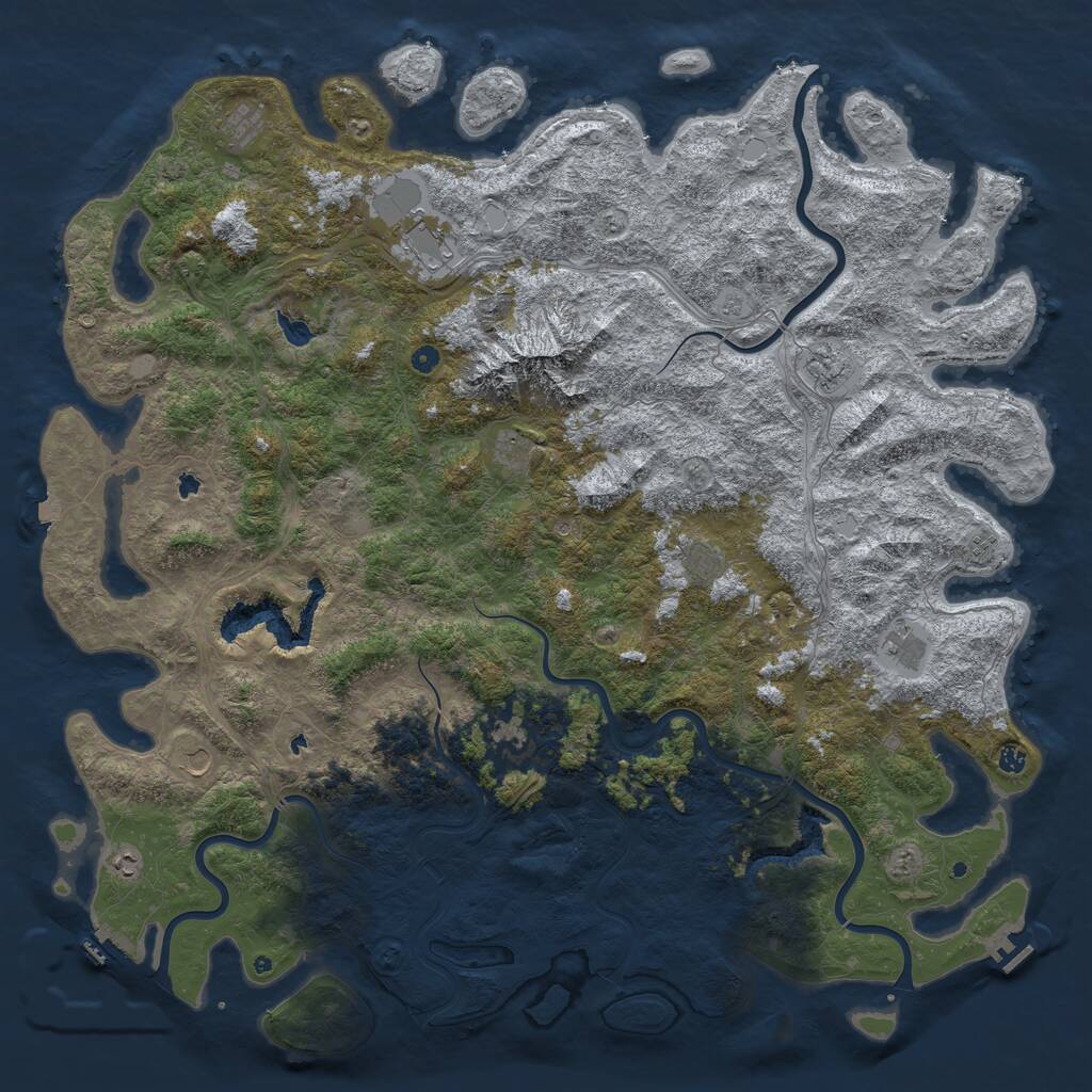 Rust Map: Procedural Map, Size: 6000, Seed: 1075736903, 17 Monuments
