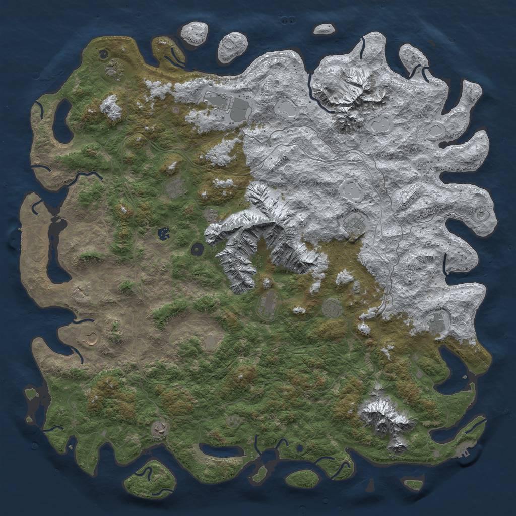 Rust Map: Procedural Map, Size: 6000, Seed: 1075736903, 20 Monuments