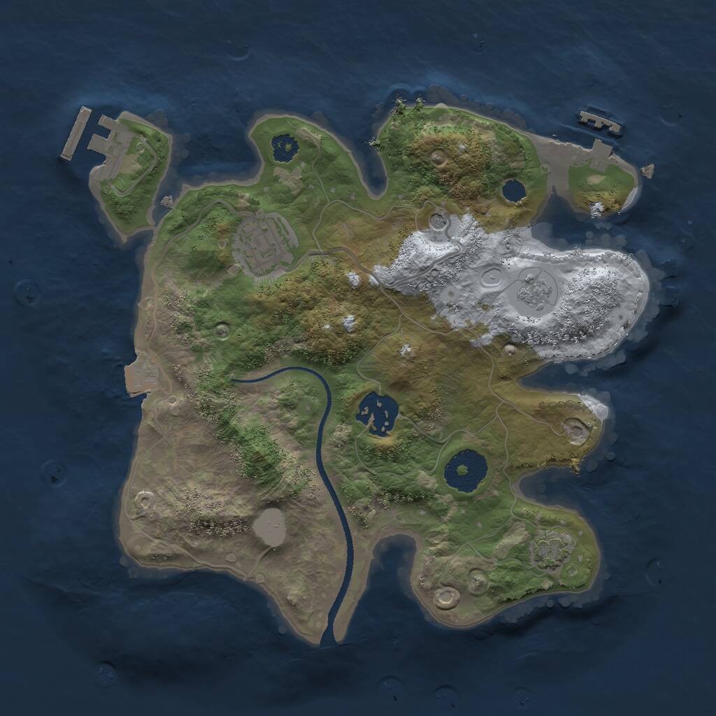 Rust Map: Procedural Map, Size: 2600, Seed: 1280415046, 8 Monuments