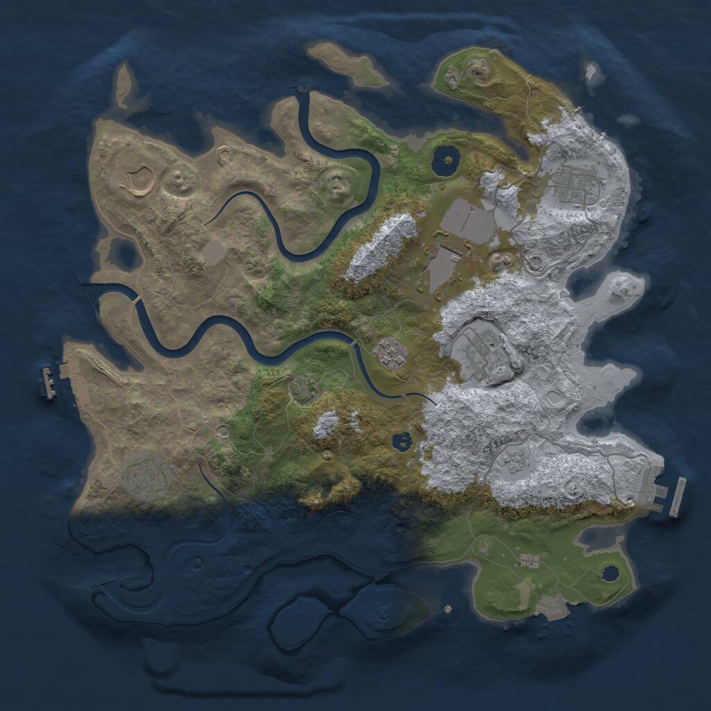 Rust Map: Procedural Map, Size: 3550, Seed: 286841, 12 Monuments