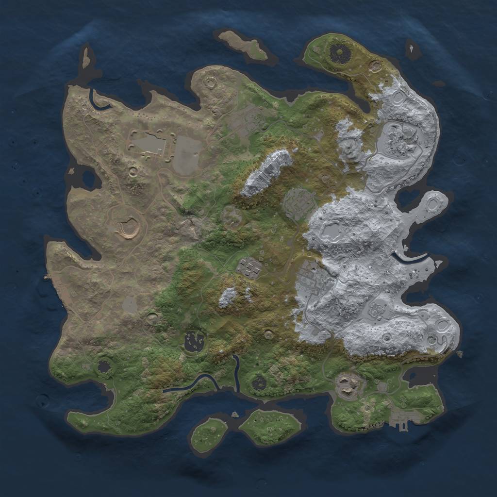 Rust Map: Procedural Map, Size: 3550, Seed: 286841, 18 Monuments
