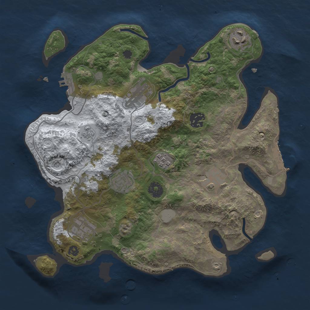 Rust Map: Procedural Map, Size: 3000, Seed: 20972, 16 Monuments