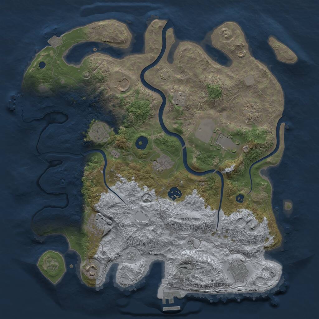 Rust Map: Procedural Map, Size: 3700, Seed: 1221443422, 16 Monuments