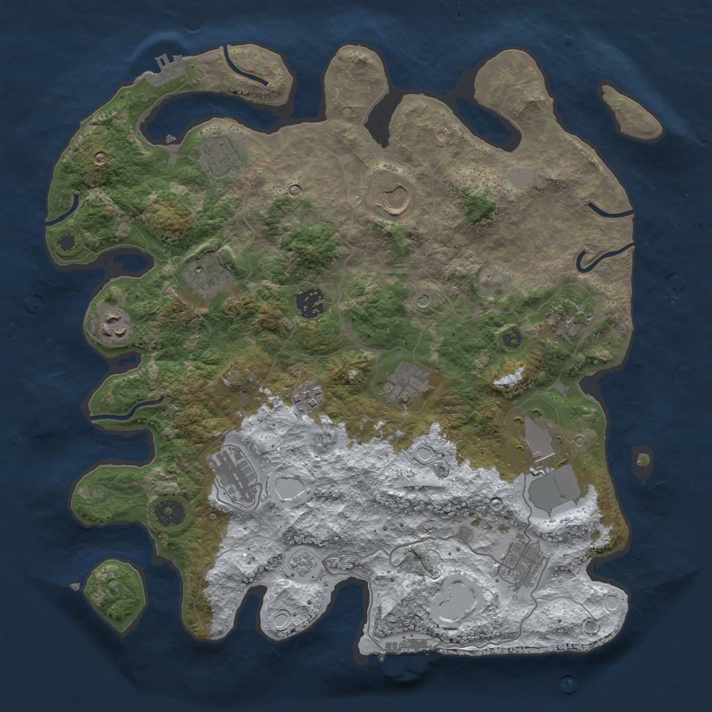 Rust Map: Procedural Map, Size: 3700, Seed: 1221443422, 20 Monuments