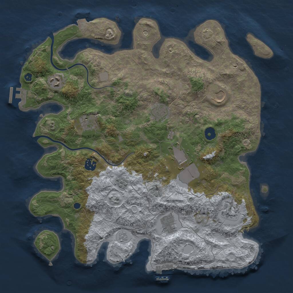 Rust Map: Procedural Map, Size: 3700, Seed: 1221443422, 15 Monuments