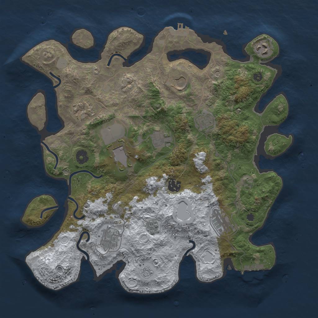 Rust Map: Procedural Map, Size: 3550, Seed: 72847, 19 Monuments