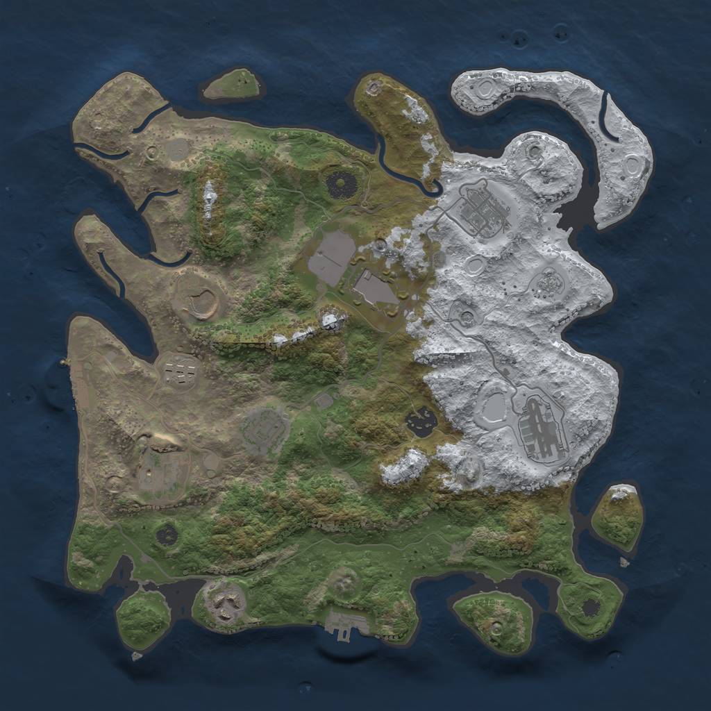 Rust Map: Procedural Map, Size: 3550, Seed: 623317, 18 Monuments