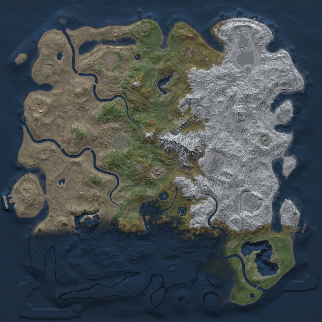 Rust Map: Procedural Map, Size: 5000, Seed: 7372, 16 Monuments
