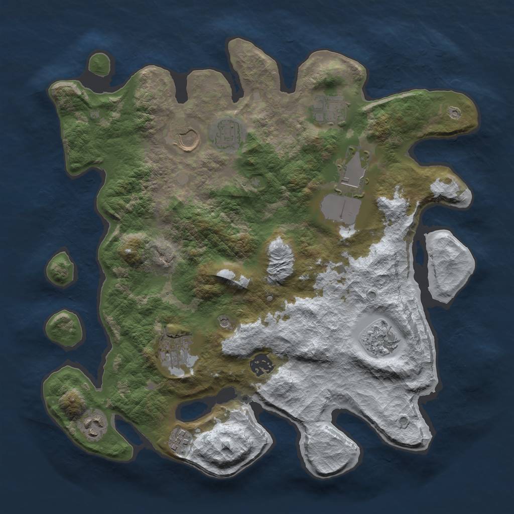 Rust Map: Barren, Size: 3500, Seed: 1967371673, 12 Monuments