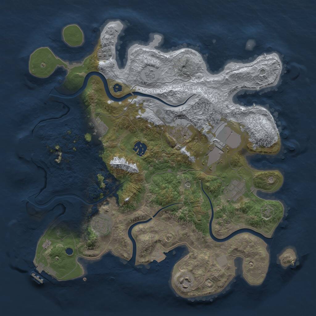 Rust Map: Procedural Map, Size: 3550, Seed: 627796, 14 Monuments
