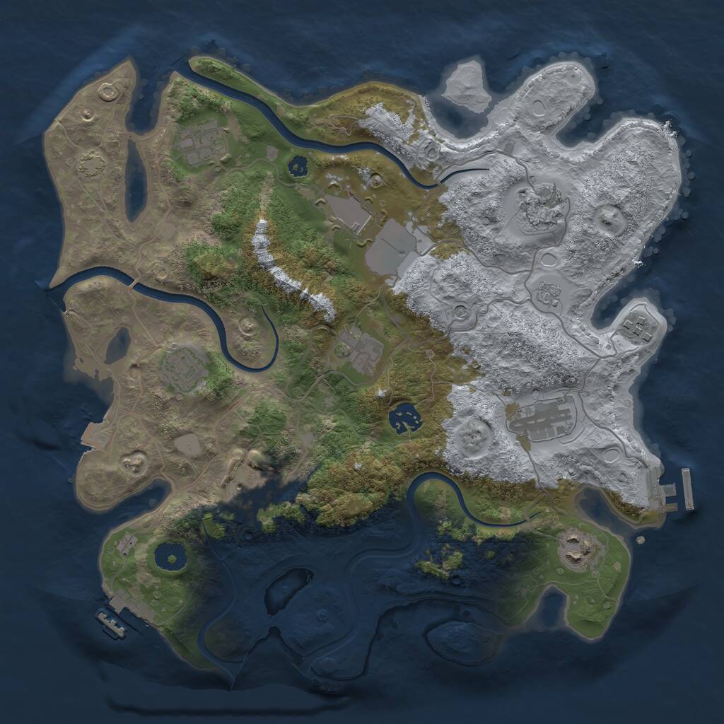 Rust Map: Procedural Map, Size: 3500, Seed: 92782, 16 Monuments