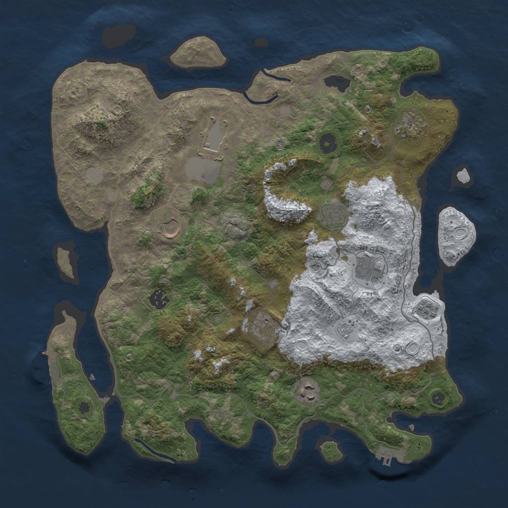Rust Map: Procedural Map, Size: 4000, Seed: 491805542, 18 Monuments