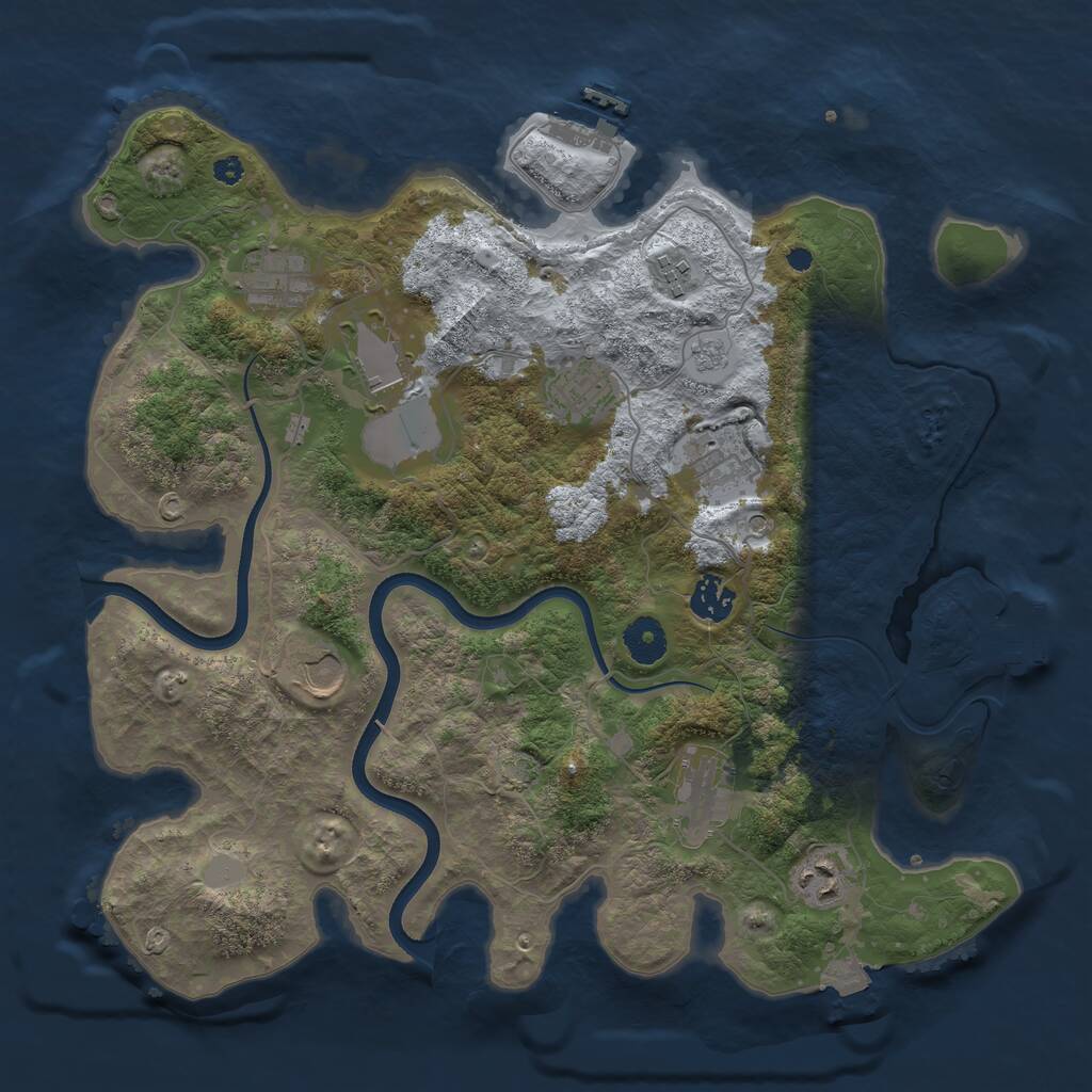 Rust Map: Procedural Map, Size: 3700, Seed: 12728121, 15 Monuments