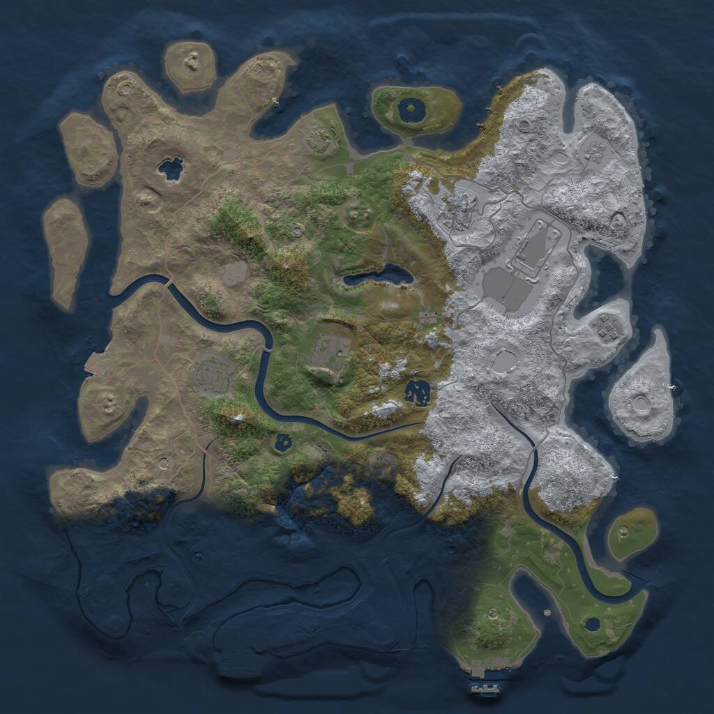 Rust Map: Procedural Map, Size: 4000, Seed: 842570, 12 Monuments