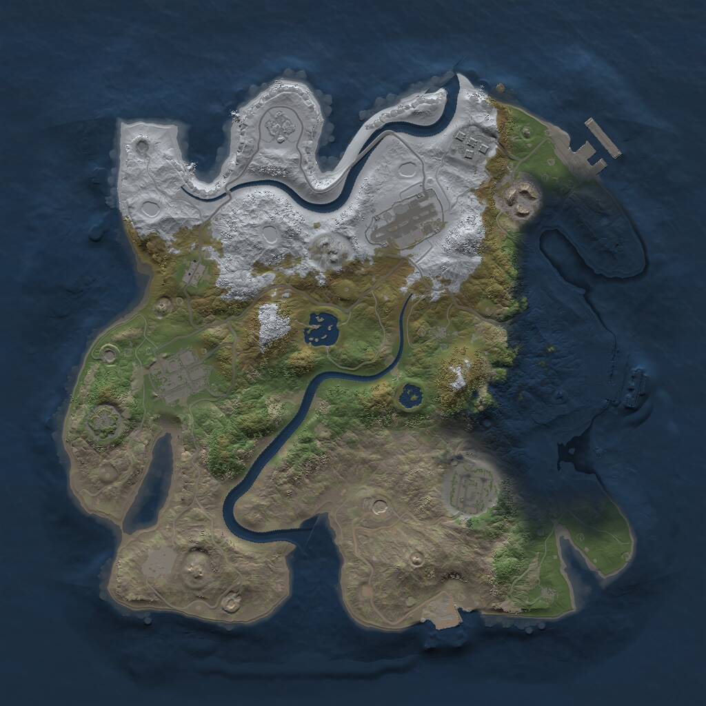 Rust Map: Procedural Map, Size: 3000, Seed: 1217692451, 12 Monuments