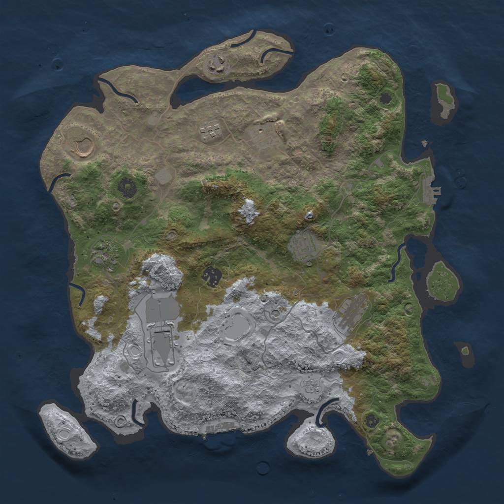 Rust Map: Procedural Map, Size: 3850, Seed: 2191, 18 Monuments