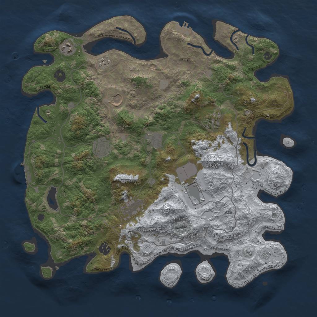 Rust Map: Procedural Map, Size: 4000, Seed: 9334, 17 Monuments
