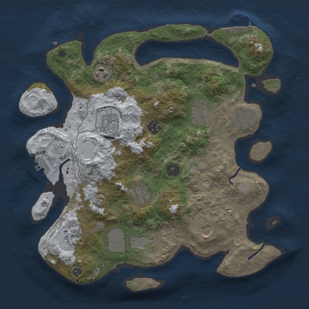 Rust Map: Procedural Map, Size: 3500, Seed: 95557933, 18 Monuments