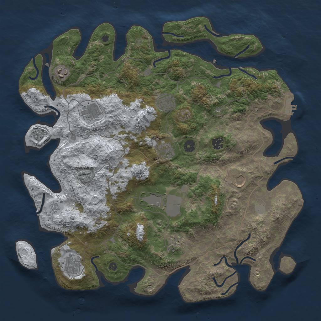 Rust Map: Procedural Map, Size: 4000, Seed: 14078966, 18 Monuments
